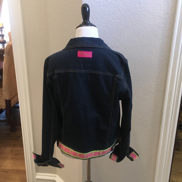 Molly B Denim Preppy Ribbon Trim Jean Jacket Size Medium - Picture 8 of 12